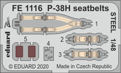 Eduard 1/48 Lockheed P-38H Lightning Seatbelts Detail Set for Tamiya kits 
