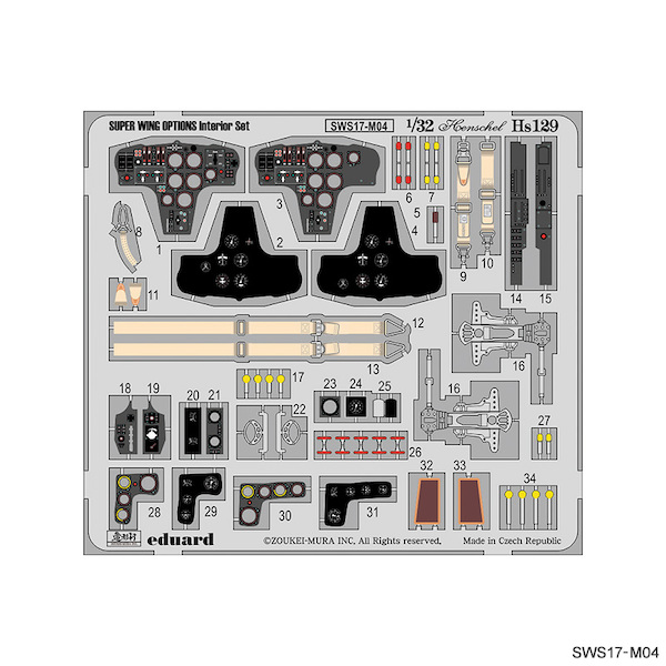 Henschel HS129 Interior Detail set sws32-17-M04