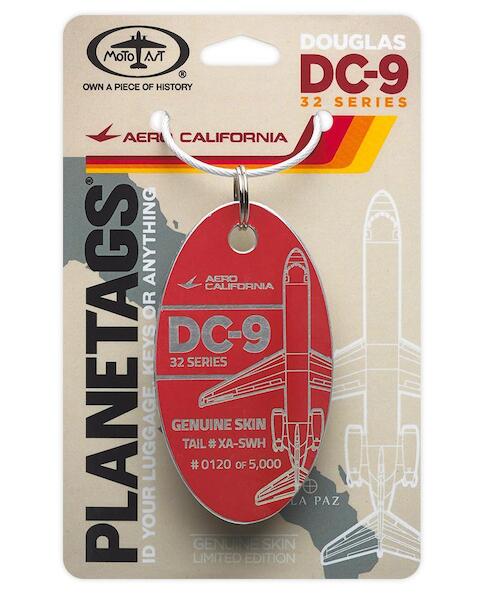 Keychain made of real aircraft skin: Douglas DC-9-30 Aero California: XA-SWH XA-SWH RED