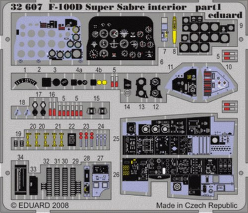 Self Adhesive Detailset F100D Super Sabre Interior (Trumpeter) E32-607