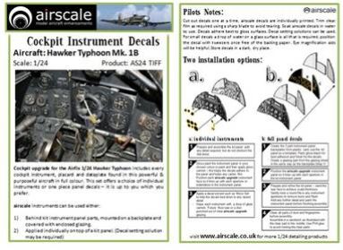 Hawker Typhoon Cockpit Instrument Decals (Airfix) AS24TIFF