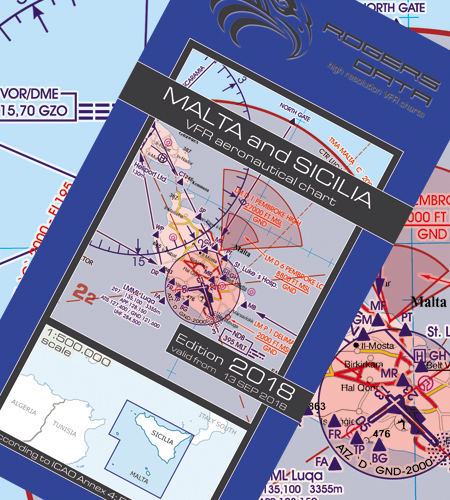 VFR aeronautical chart Malta & Sicilia 2018 ROGERS-MALTA