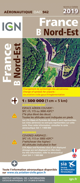 ICAO chart France 942 North East (Nord-Est) Edition 2019 IGN-942