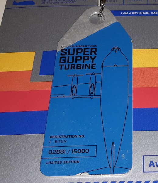 Keychain made of real aircraft skin: Aero Spacelines Super Guppy F-BTGV (combo blue-blanc) F-BTGV-COMBO1