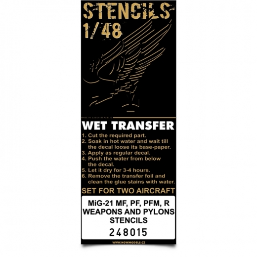 Wet Transfer Weapon and pylon stencils Mikoyan MiG21MF, PF, PFM, R HGW248015