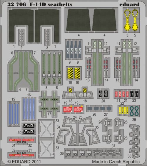 Detailset Grumman F14D Tomcat Seatbelts (Trumpeter) E32-706