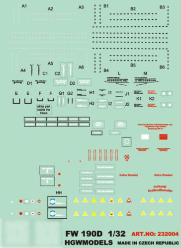 Wet Transfer stencils for Focke Wulf FW190A HGW232004