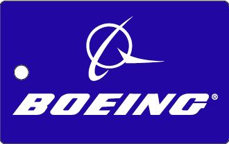 Bagagetag with BOEING on one side and writable backside, including metal wire BAGTAG BOEING