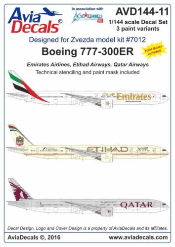 Boeing 777-300ER (Emirates, Etihad, Qatar - 3 sheets! + mask) AVD144-11
