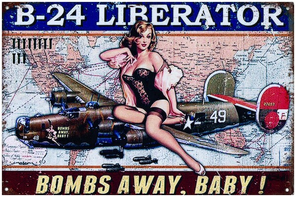 B-24 Liberator Bombs Away, Baby pin up metal poster metal sign YD6785DI