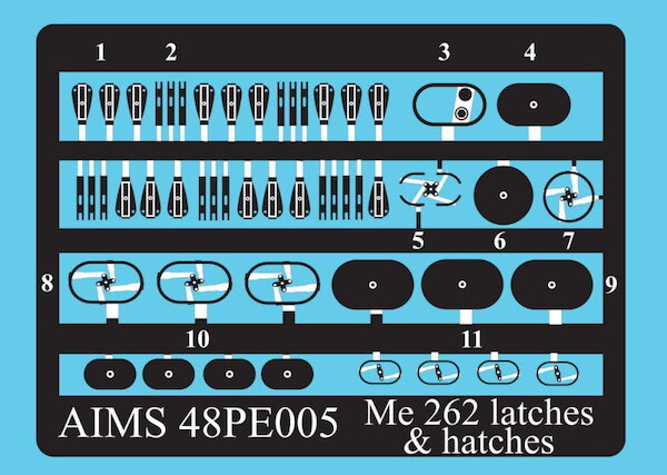 Detailset Messerschmitt Me262 latches and hatches 48PE005