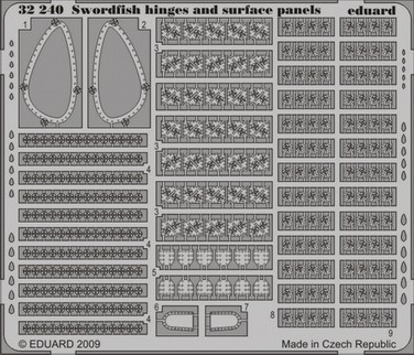 Detailset Fairey Swordfish MKI Hinges and surface panels (Trumpeter) E32-240