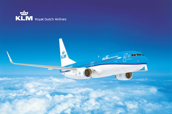 KLM Boeing 737-800 PH-BXA in flight - metal poster metal sign