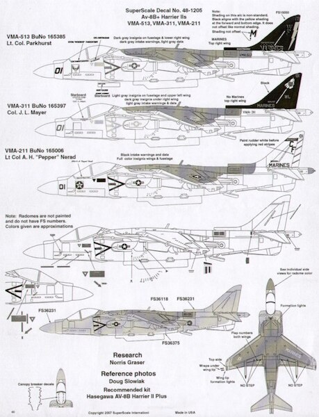 48-1205 AV8B Harrier II (USMC VMA513, VMA331, VMA211) 48-1205