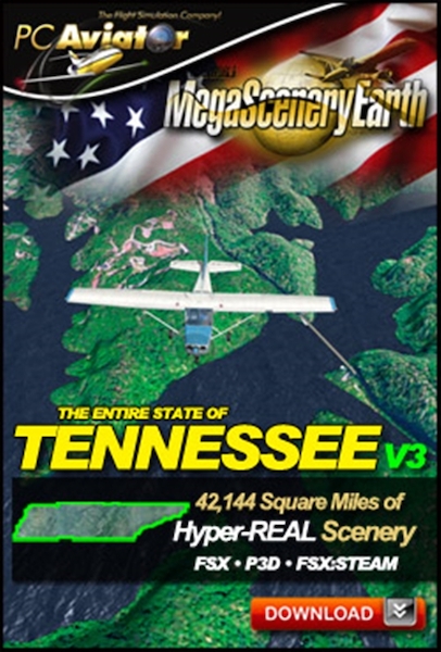 Mega Scenery Earth Version 3, Tenenessee (Download version) DL-MSEV3-TN
