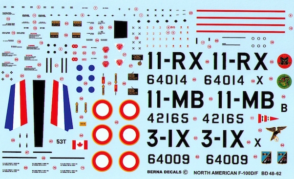 North American F100 Super Sabre (F100D 11-MB, & F-100F 11-RX, 3-IX (3 schemes) BD48-62