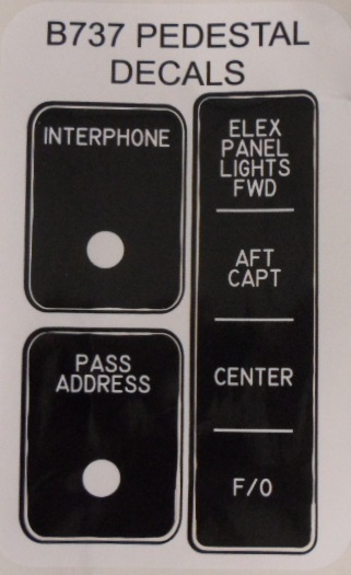 B737 Pedestal stickers. DEC73-8