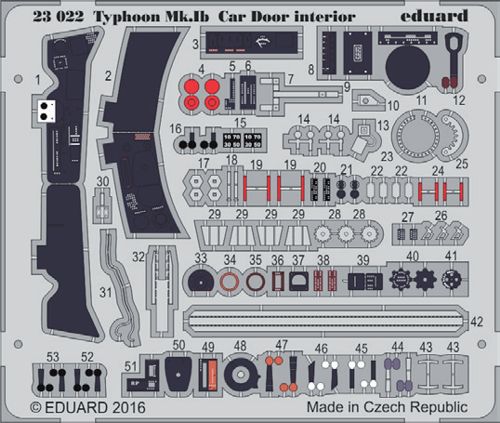 Detailset Typhoon MK1b Car door Interior (Airfix) E23-022