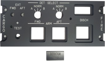 B737 Cargo fire control panel. P738B19