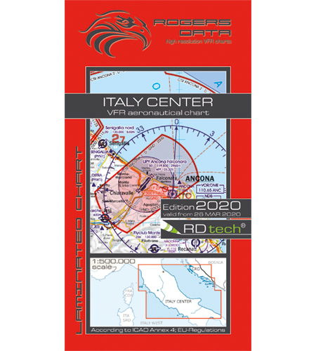 VFR aeronautical chart Italy Center 2020 ROGERS-ITALY-C