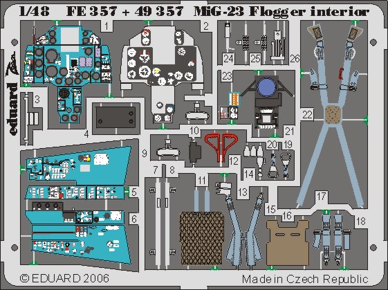 Detailset MiG23 Flogger Interior (Esci/Italeri) FE357