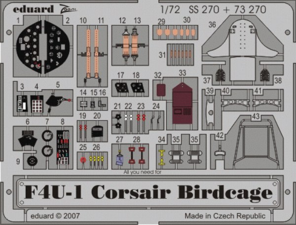 Detailset Vought F4U-1 Birdcage Corsair (Tamiya) SS270