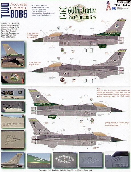 F16C Fighting Falcons 60th Anniversary Green Mountain Boys tb48-139