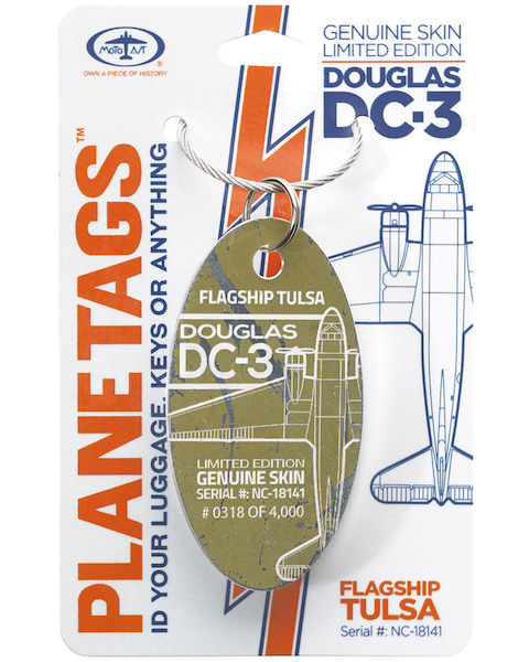 Keychain made of real aircraft skin: DC-3 NC-18141 Flagship Tulsa (white) 0652135645405