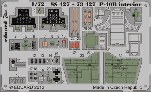 Detailset Curtiss P40B Interior Self Adhesive (Airfix) SS427