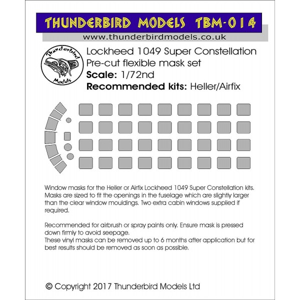 Lockheed L1049 Super Constellation paint masks (Heller/Airfix) TBM-014