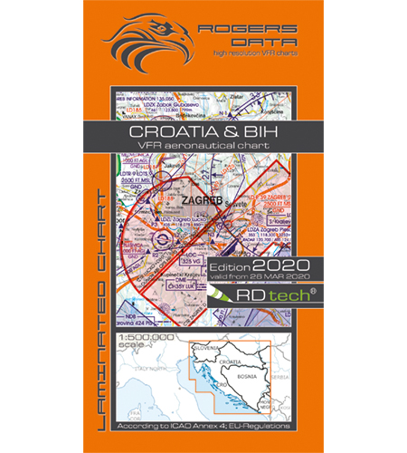VFR aeronautical chart Croatia & Bosnia Herzgovina 2020 ROGERS-CROATIA