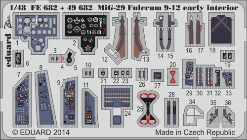 Detailset MiG29 Fulcrum 9-12 Interior Self Adhesive (Great Wall) FE682