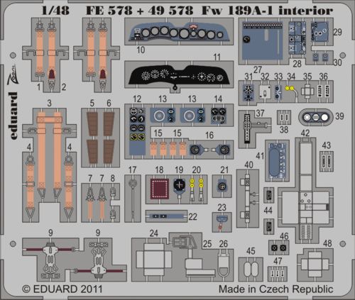 Detailset Focke Wulf FW189A-1 Interior Self Adhesive (Great Wall) FE578