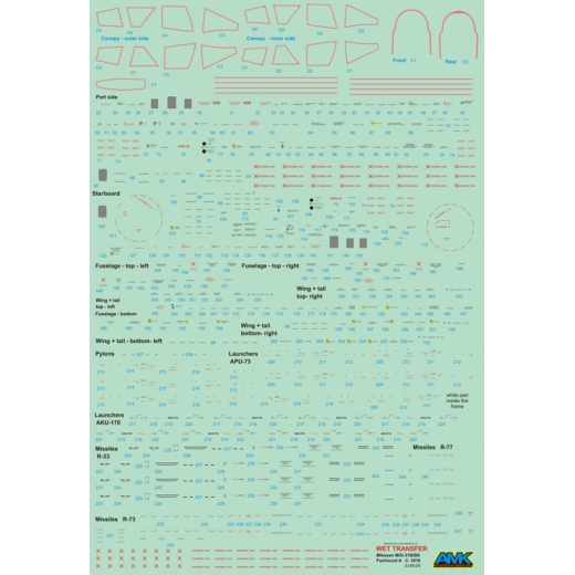 Wet Transfer stencils for Mikoyan MiG31B/BS Foxhound (AMK) HGW248025
