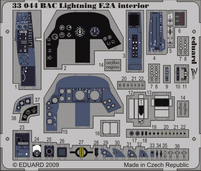 Detailset BAC Lightning F2A Interior Interior -Self Adhesive (Trumpeter) E33-044