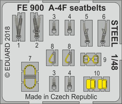 Detailset Douglas A4F Skyhawk seatbelts (Hobby Boss) FE900