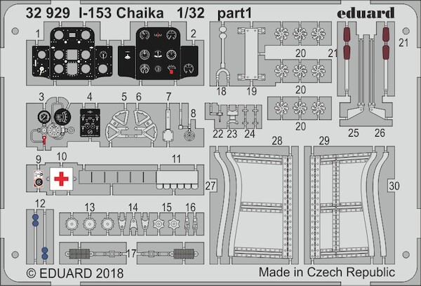 Detailset Polikarpov I-153 Chaika (ICM) E32-929