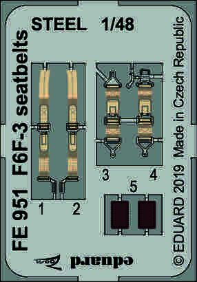 Detailset Grumman F6F-3 Hellcat Seatbelts (Eduard) FE951