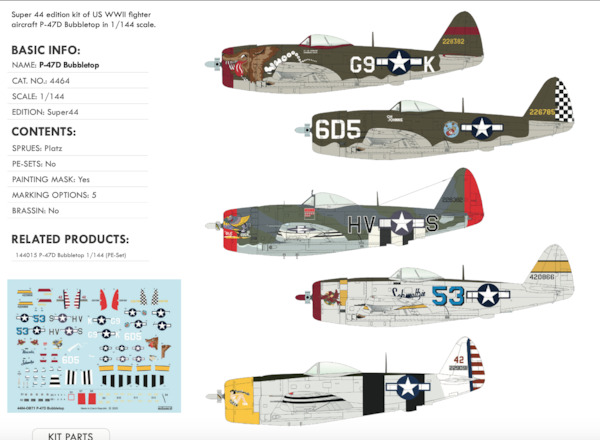 Republic P47D Thunderbolt Bubbletop (1 kit included) 4464