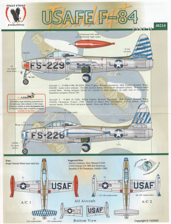 USAFE F84E/G Thunderjet (22FBS/36FBG, 492FBS/48FBW) ES48214