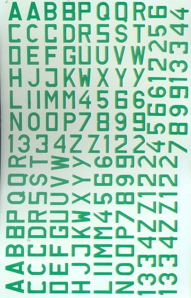72-042 Luftwaffe ID Letters & Numbers 13mm (Green) 72-042