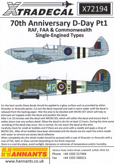 D-Day 70th Anniversary June 1944-2014 Pt 1 RAF Single engine aircraft X72194