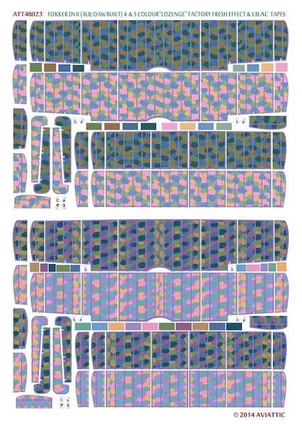 Fokker DVII (Alb/OAW built) 4 & 5 colour lozenge - factory fresh effect & lilac tapes ATT48023