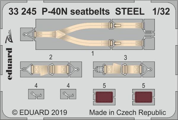 Detailset Curtiss P40N Warhawk Seatbelts - steel- (Trumpeter) E33-245