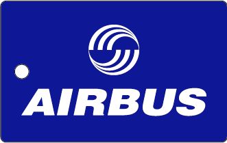 Bagagetag with AIRBUS on one side and writable backside, including metal wire BAGTAG AIRBUS
