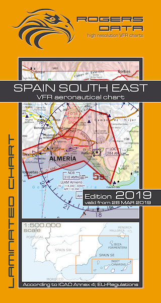 VFR aeronautical chart Spain South East 2018 (including Canary Islands) ROGERS-ESP-SE