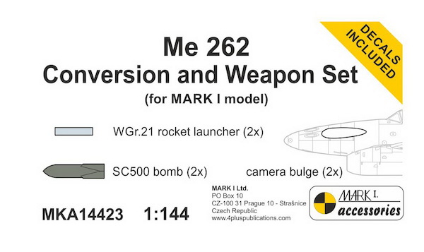 Messerschmitt Me262 Conversion and weapons set including decals MKA14423