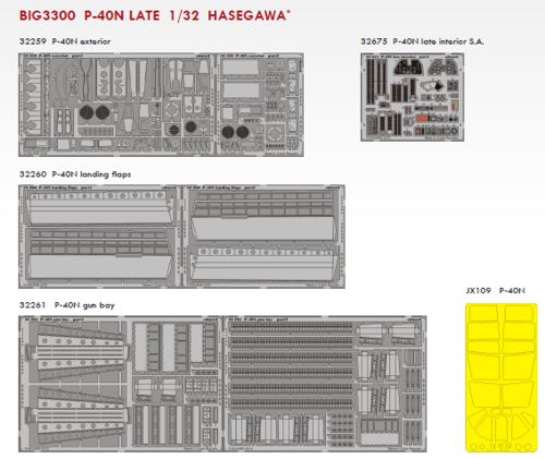 Detailset Curtiss P40N Warhawk (Late) (Hasegawa) BIG3300