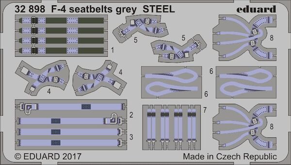 Detailset F4 Phantom Seatbelts Grey -STEEL- E32-898