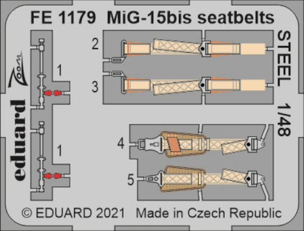 Detailset Mikoyan MiG15Bis Seatbelts  (Bronco/Hobby 2000)  FE1179